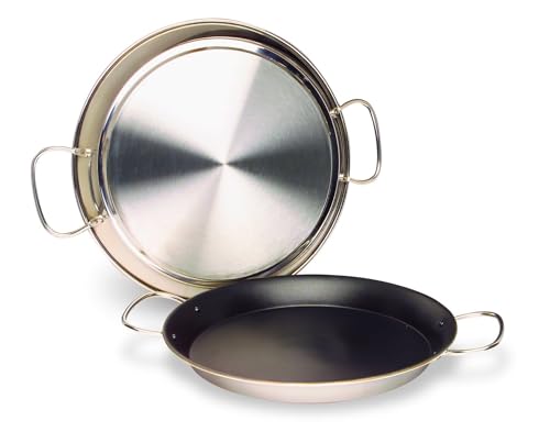 Paellera valenciana de acero inoxidable 18/8, diámetro 55 cm, apta para todo tipo de fuegos. Diseñado para: cocinar paellas y arroces.