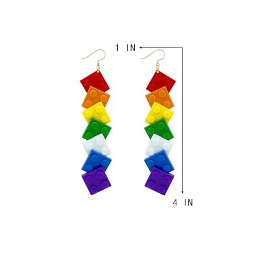 Teacher Building Block Earrings for Women Pride Dangle Earrings Colorful Toy Earrings Freely Combinable Toys Fashionable Interesting Building Block Earrings Jewelry3