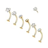 Bonbling Piercing para el ombligo, 5 unidades, 8 mm, 10 mm, 12 mm, 14 mm, acero inoxidable, color dorado, 8mm, Acero inoxidable, Sin piedra preciosa