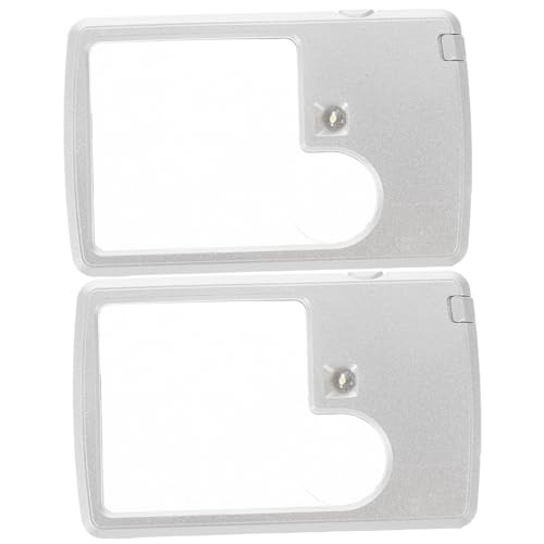 DIKACA 2 Uds Hojas Lupa portatil alcanzador Brillo condujo Ligero vacío Luces Mini prácticos practicos Herramienta de Lectura Lupa de Pantalla de computadora MMA Silver