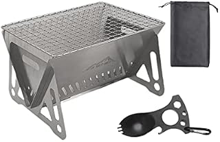 SK Wild Ones® Składany grill kempingowy z narzędziem wielofunkcyjnym i torbą do przenoszenia grill na węgiel drzewny ze stali nierdzewnej przenośny grill kempingowy składany grill na zewnątrz