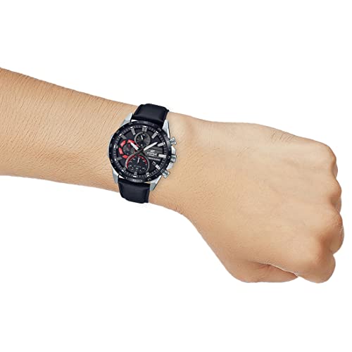 Casio Edifice EQS-940BL-1AVUDF Black Analog Dial Black Leather Band Men's Watch Solar Powered Chronograph ED549 - Image 6