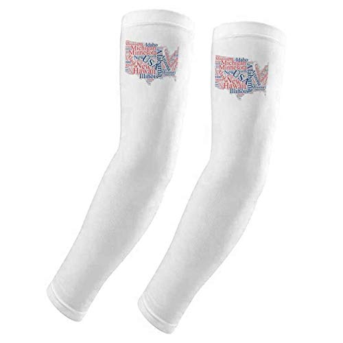 Housse de protection UV bras pour cyclisme et randonnée motif carte USA