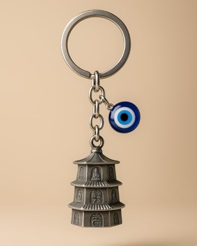 Image of Tiny Tim Guardian Bell with Evil Eye Charm - Protective Motorcycle & Car Accessory - Tibetan-Inspired Design - Wards Off Negative Energy - Ideal Gift for Bikers & Travelers