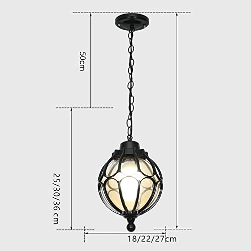 Lámpara colgante de techo impermeable E27 para exterior globo de vidrio aluminio villa 7