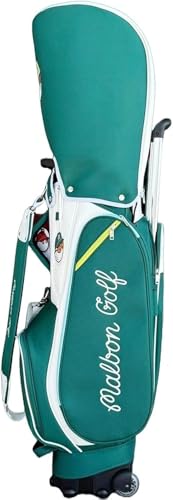 Jinghui ゴルフバッグ ナイロン素材 ゴルフばっく キャディバッグ おしゃれ Golf Club Bag キャスター付き ゴルフカートバッグ ゴルフクラブバッグ 5分割 13本收?可能 軽量 防水 耐摩耗性 大容量 安定感 練習用 旅行用 (グリーン
