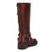 Athlefit Women's Knee High Riding Boots Fashion Buckle Square Toe Chunky Heel Wide Calf Biker Brown Boots Size 8