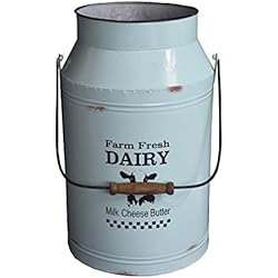 Maceteros Metalicos Ikea HOGAR Y MAS Macetero Decorativo Vintage de Metal Azul para Interior/Exterior. Original en Forma de Lechera 20,5x44,5x26,5 cm