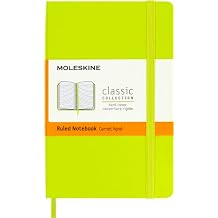 Moleskine Classic Notebook, Hard Cover, Pocket 3.5" x 5.5" Ruled/Lined, Lemon Green, 192 Pages