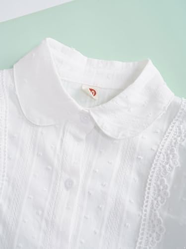 YiZYiF Girls' Long Sleeve Button Down Shirt Cotton Oxford Blouse Tops Kids School Uniform Ruffle Dress Shirts4