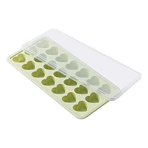 Silicone Heart Ice Cube Tray - Heart Ice Cube Tray with Lid,21 Holes Silicone Heart Shaped Ice Cube Tray,Heart Ice Mold,Heart Shaped Ice Tray Silicone,Easy to Remove,Easy to Clean,BPA Free Cover