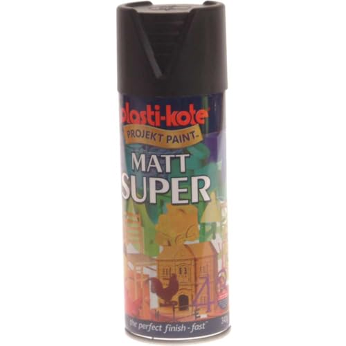 Plasti-kote 3101 400ml Super Spray Paint - Matt Black (Packaging may vary)