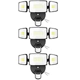 Onforu 3 Pack 75W Motion Sensor Outdoor Lights, 7000lm Dusk to Dawn Flood Light, LED Security Light with 3 Head, IP65 Waterproof Exterior Floodlight, 6500k Wall Light for Entryway Stairs Yard Garage