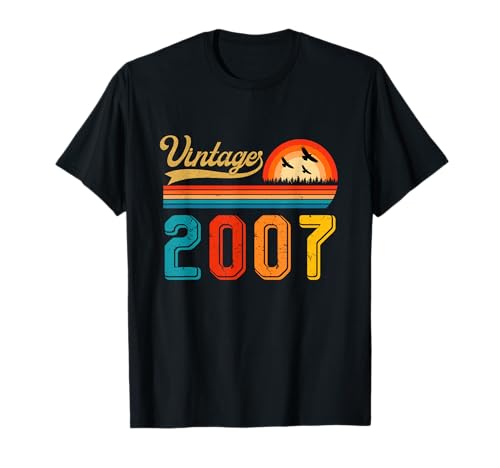 Cadeau d'anniversaire 18 ans pour homme et femme rétro vintage 2007 T-Shirt
