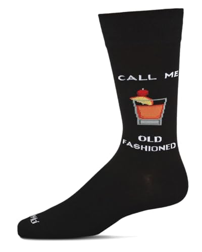 MeMoi Men's Call Me Old Fashioned Rayon Novelty Crew Sock