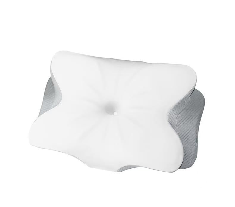 Homestride頸椎サポート枕 -  横向き寝/仰向け寝/うつ伏せに適応【三層構造の高密度スポンジ】。取り外して洗える シルク製カバー付き 父/母の日/旦那さん 敬老の日 新年プレゼント 誕生日 プレゼント(灰い蝶)