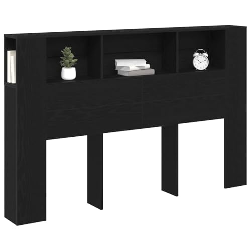 vidaXL Cabinet de Tête de Lit Chêne Noir 160 x 19 x 104,5 cm, Têtes de lit Modernes, Solutions de Rangement, Design Pratique, Meubles Gain de Place pour Un...