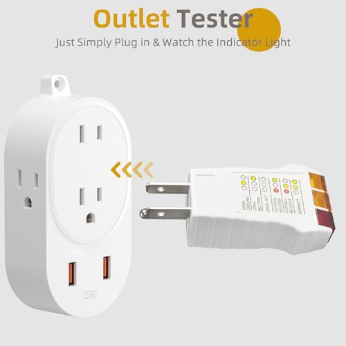 Image of Outlet Tester, Circuit Tester for Grounding Products, Electric Outlet Tester Plug in, Socket Tester for North American Outlets