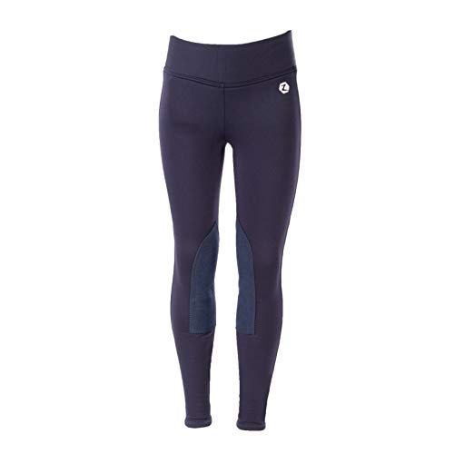Horze Spirit Active Kids Knee Patch Winter Tights, Peacoat Dark Blue, Size 12/150/USL