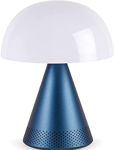 Lexon Mina L Audio 2 in 1 Mushroom Table Lamp and Wireless Bluetooth Speaker, 9 LED Color Mood Lamp for Bedrooms & Living Room & Music Player - Dark Blue