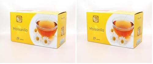 La Maja - Infusión Natural - Manzanilla - Caja de 25 Sobres - Propiedades Relajantes y Digestivas - Infusión con Alto Contenido en Vitaminas - Ideal para Combatir la Hinchazón (Paquete de 2)