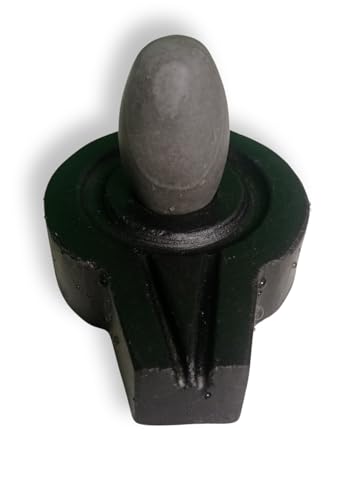 Image of Narmadeshwar Narmada Stone Shivling, Natural Green Mahayogi Shivling & Plate Jaladhari, Kamalhasth. (1inch Shivling & 2.5inch Plate Jaladhari)