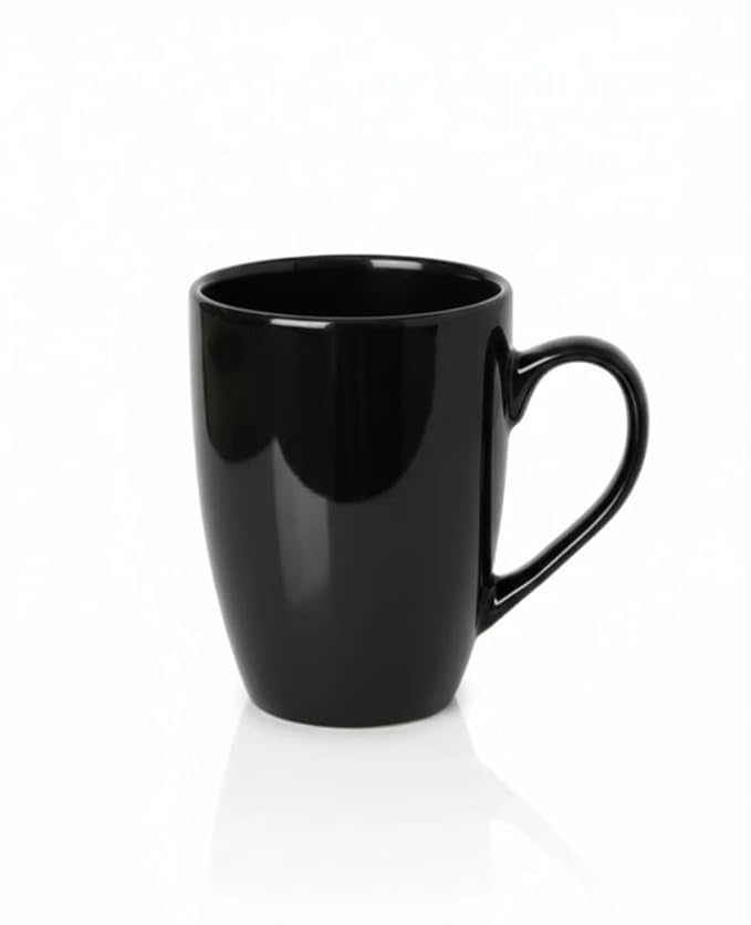 Ceramic Black Coffee Mug, 370 ML, Black, Glossy Finish, Ergonomic Handle, for Coffee, Tea, and Hot Beverages, Home, Office, and Gifting (Set of 1)-image-1