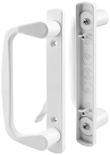 Prime-Line C 1178 Sliding Door Mortise Style Handle Set, 3-15/16 in., Decorative Low-Profile Design, White, Pack of 1