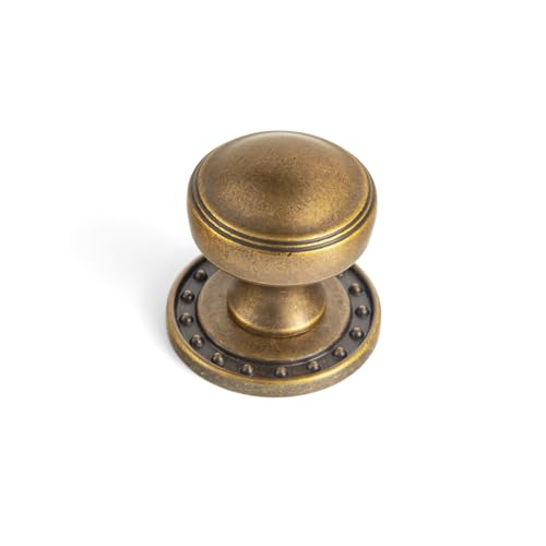 Goo-Ki 6 Pack Antique Brass Cabinet Knobs with Backplate Zinc Alloy Hardware - Vintage Brass Drawer Knob Single Hole Kitchen Cabinet Pulls with Spacer/Backboard
