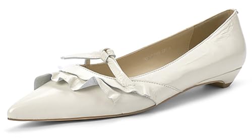 Lace Bow Flats for Women Casual Pointed Toe Flat Shoes Cute Slip On Mary Jane Ballet Flats Shoes Comfortable Dressy Work Flat