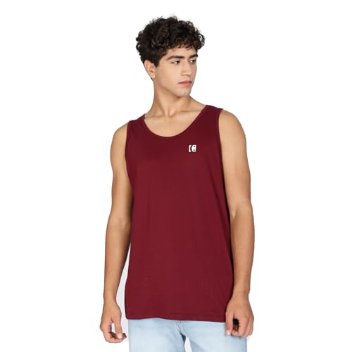Image of Men's Black Tank Top, 100% Combed Cotton, Regular Fit, Sleeveless Gym Workout Vest with Logo