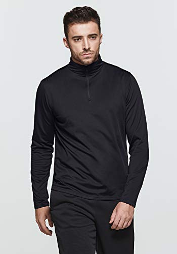 Tsla Men's Quarter Zip Thermal Pullover Shirts, Winter Fleece Lined Lightweight Running Sweatshirt, Fleece 1/4 Zip Sweatshirt Black, Medium #TOP5