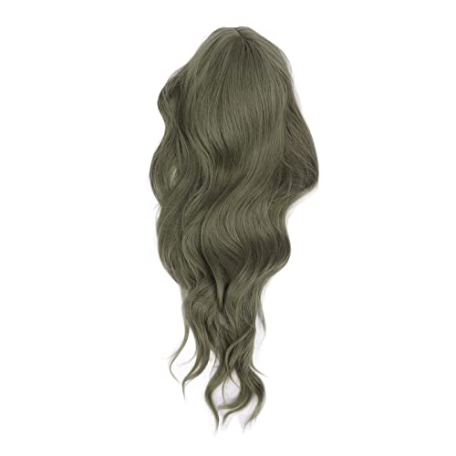 Cabelo Sintético, Cabelo Macio Verde, Pronto Para Usar Peruca Ondulada, Peruca De Fibra Sintética Re