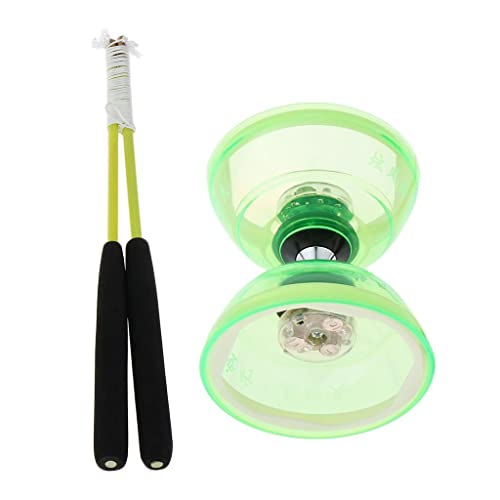 SM SunniMix LED Diabolo Toy with Carbon Sticks, Green, 13cm
