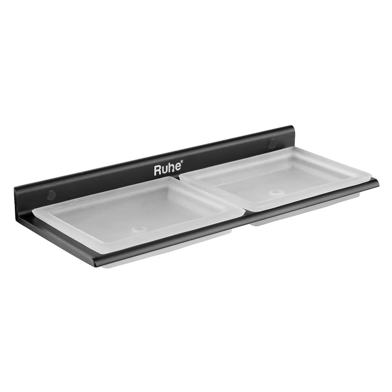 Ruhe® Ember Square Double Soap Dish Holder | Aluminium Wall Mounted | Soap Stand | Black Matt Finish | Durable | Rustproof | 1 Year Warranty (B0C1BZ8KWD) Amazon Price History, Amazon Price Tracker