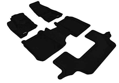 3D MAXpider - L1FR05101509 Ford Flex 2009-2019 (2nd Row with Center Console) Custom Fit All-Weather Car Floor Mats Liners, Kagu Series (1st, 2nd & 3rd Row, Black)