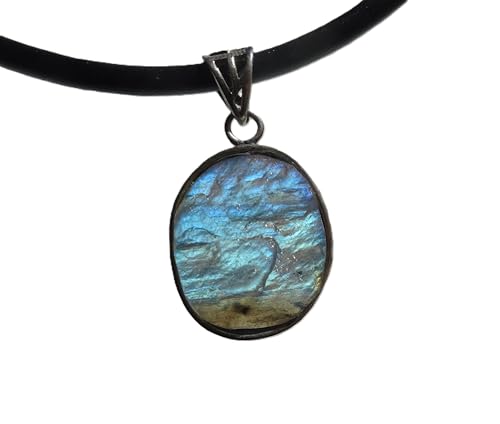 Pendentif en argent massif 925 et labradorite bleue, une pièce unique faite main