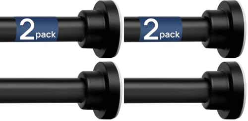 Image of ENJOYBASICS 4 Pack Adjustable Spring Tension Curtain Rods 32 to 66 Inches, Stainless Steel Matte Black Shower Rod No Drilling for Window, Bathroom, Closet, Room Divider, 7 /8 inch Diameter