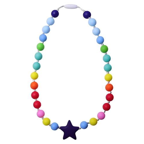 RUIOMII Collar Mordedor Autismo de Silicona para Bebés y Niños, Collar Sensorial de Estrellas para Masticar, Mordedores para Autismo, Mordedor Motor Oral, ADHD