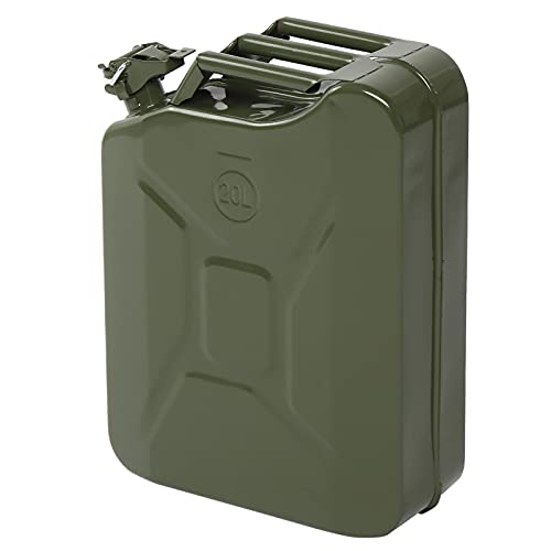 Bonnlo 20L Fuel Oil Storage Can Metal Petrol Diesel Tank with Spout (Green)