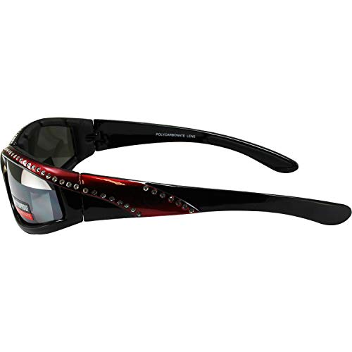 Global Vision Eyewear Marilyn 11 Ladies Motorcycle Sunglasses Riding Glasses with Flash Mirror Lenses Bling4