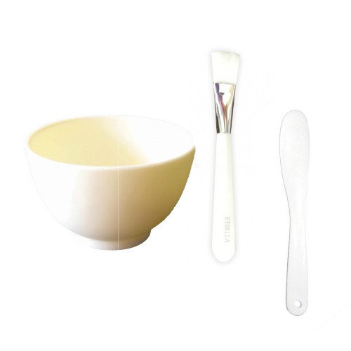 Facial Mask Combo Set Large Rubber Bowl Large Mask Brush Large Plastic Mixing Spatula Masque Spa Kit -White-