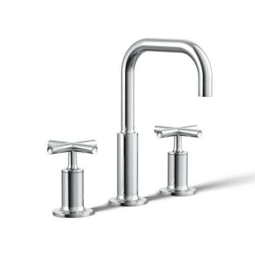 KOHLER K-14406-3-CP Purist® Widespread Bathroom Sink Faucet, Bathroom Faucets, 3-Hole with Low Cross Handles, 1.2 GPM, Polished Chrome by Kohler - Used condition - US$399.01