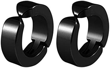 Men Women Titanium Steel Round Small Non Piercing Ear Clip Ear Cuff Clip Jewelry Clip on Bamboo Earrings for Women, One Size