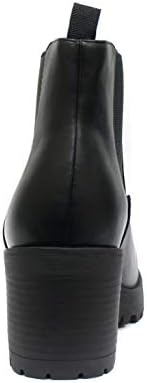 Soda JABER ~ WOMEN LUG SOLE MID HEEL FASHION ANKLE BOOTIE W/DOUBLE ELASTIC GORE (Black, US Footwear Size System, Adult, Women, Numeric, Medium, 9) | Image 1