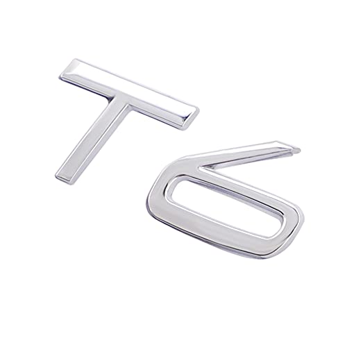 Image of T6 Emblem 3D Metal Badge Car Hood Truck Door Side Fender Rear Trunk Emblem Sticker Decals for Volvo XC60 S60 V60 Polester (Silver)