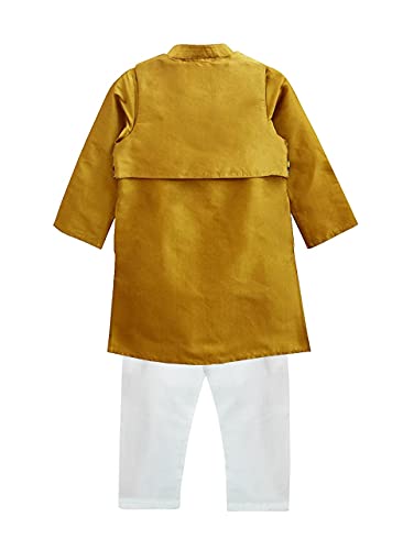 Image of A.T.U.N. All Things Uber Nice) Polyester All Things Uber Nice Boy's Regular Kurta Pyjama Jacket Set