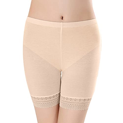 LAPOPNUT Shorties Leggings Panty Femme en Coton sous Jupe ou Robe Taille Haute Dentelles Culottes Femmes Chair 34-36 Cover