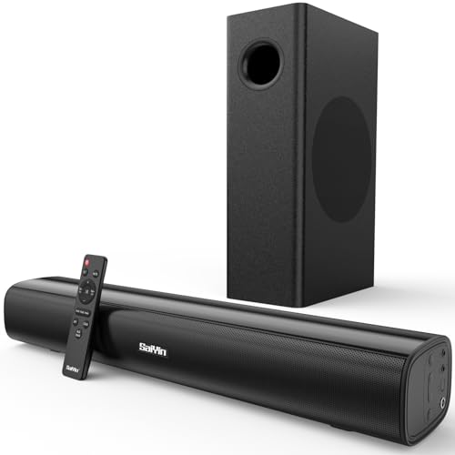 Image of Saiyin Sound Bar, Sound Bars for TV with Subwoofer, 40W Soundbar with 40W subwoofer, Home Theater Audio with Wireless Bluetooth/Optical/AUX Connection