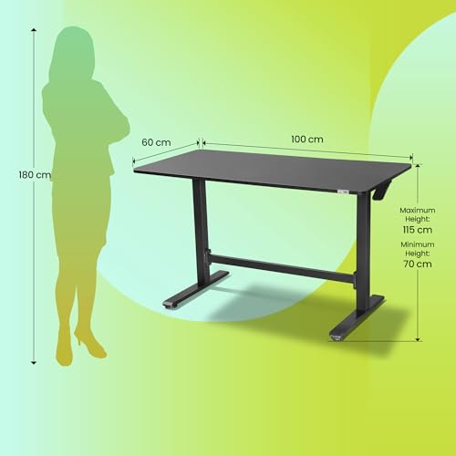 Image of Sleepyhead Lyft Designed by Duroflex - Height Adjustable Desk for Home Office & WFH | Portable Sit Stand Table with Hydraulic Lift, Wheels & Ergonomic Laptop Workstation (Black Base & Black Top)